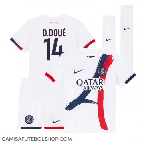 Camisa de time de futebol Paris Saint-Germain Desire Doue #14 Replicas 2º Equipamento Infantil 2024-25 Manga Curta (+ Calças curtas)